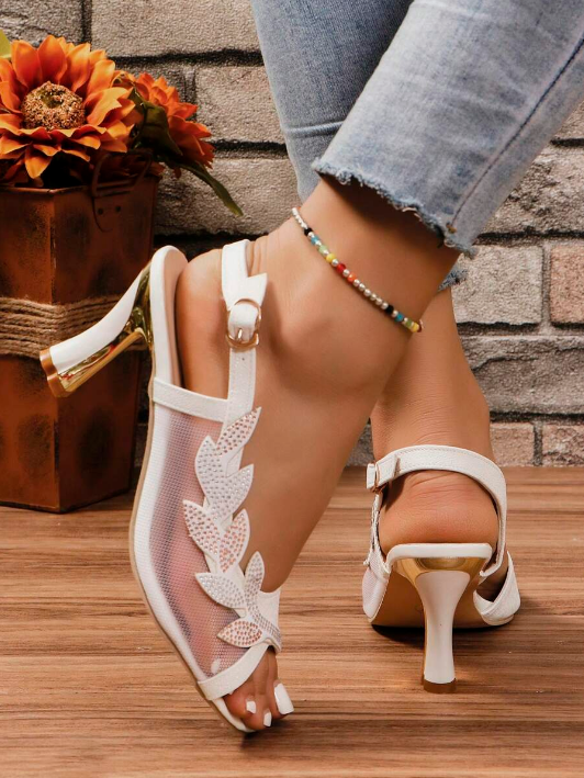 🔥Last Day Promotion 50% OFF - Women's Flower Rhinestone Block Heel Sandals