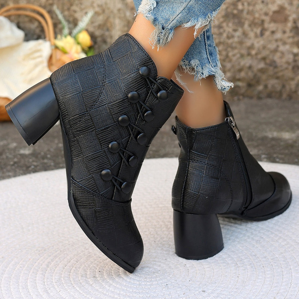 Stylish Chunky Heel Ankle Boots