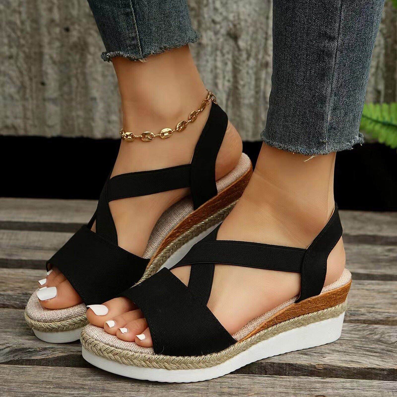 🔥Last Day 70% OFF -Women's Chunky Platform Classic Flat Bottom Slope Heel Sandals