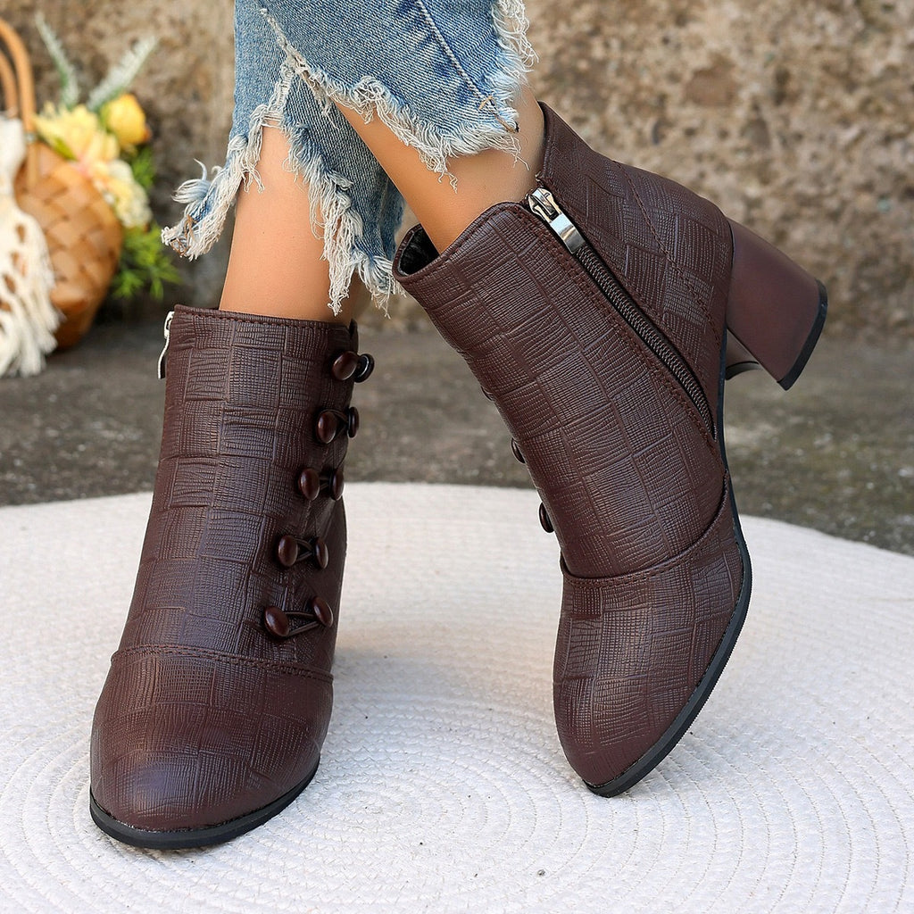 Stylish Chunky Heel Ankle Boots