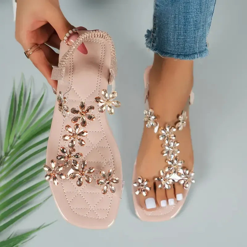 🔥Last Day Promotion 50% OFF - Women's Rhinestone Butterfly Decor Flat Sandals   ( Buy 2 Free Shipping )