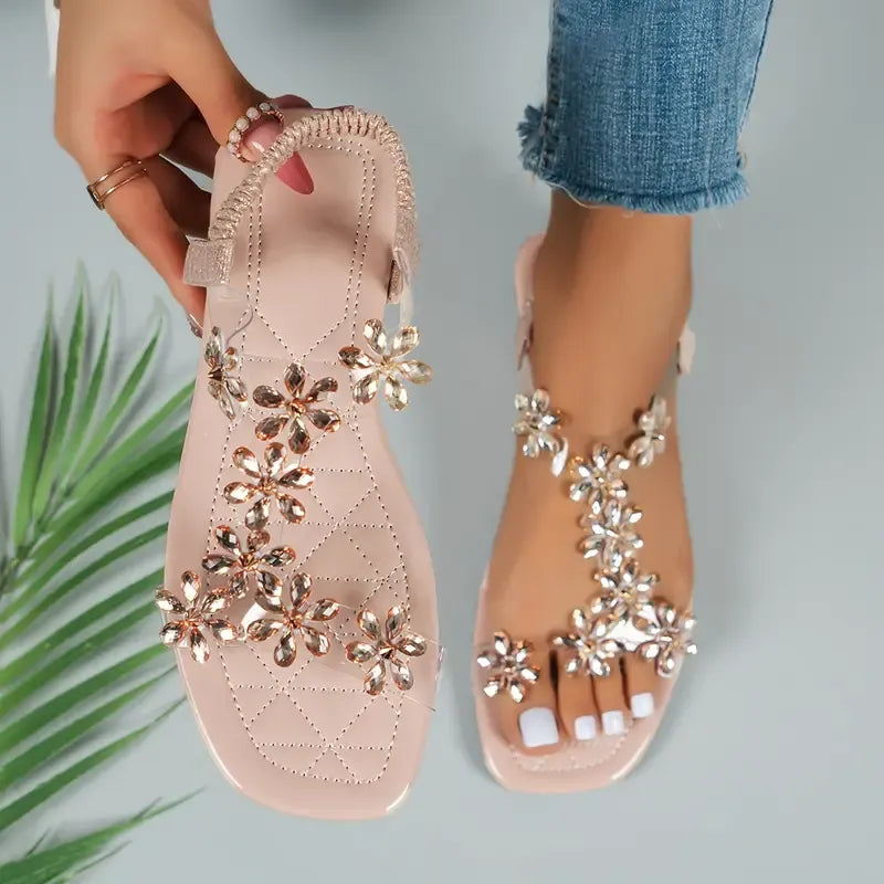 🔥Last Day Promotion 50% OFF - Women's Rhinestone Butterfly Decor Flat Sandals   ( Buy 2 Free Shipping )