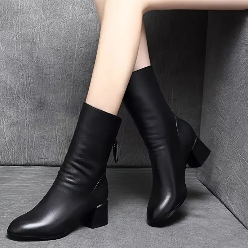 Chic Mid-Calf Women's Boots with Back Zipper