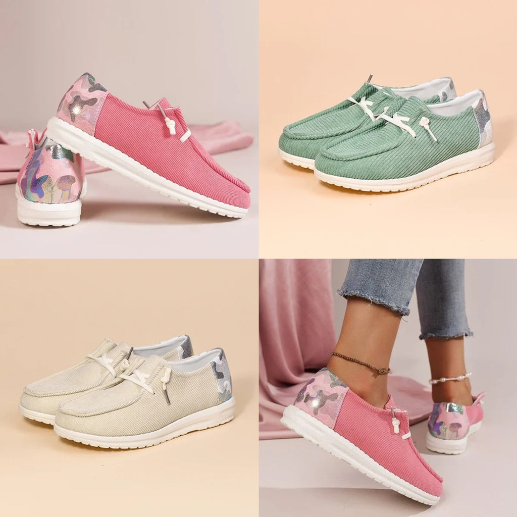 🔥Last Day 70% OFF - Women Lace Up Design Casual Corduroy Sneakers