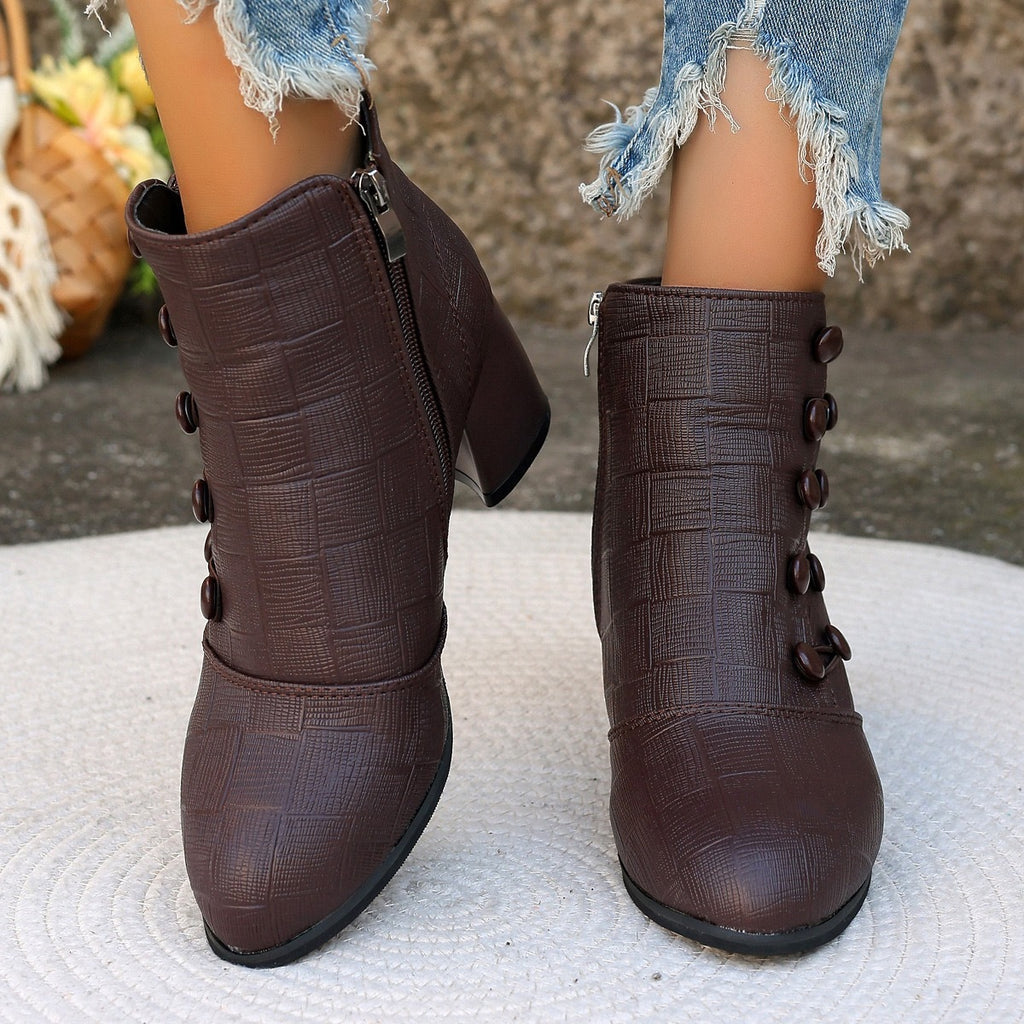 Stylish Chunky Heel Ankle Boots