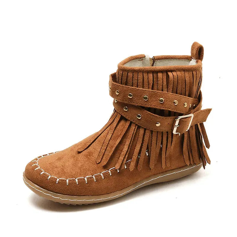 Trendy Womens Tassel Ankle Boots