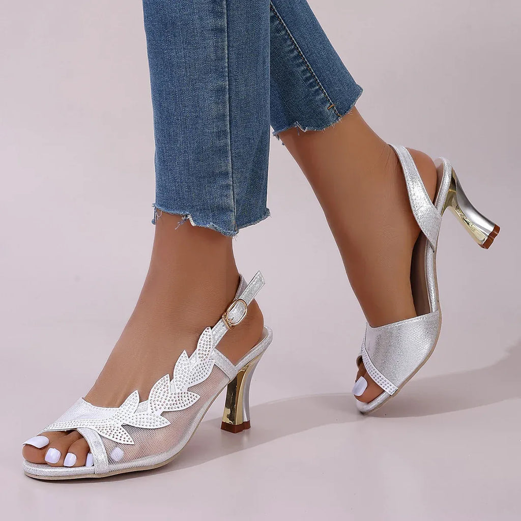 🔥Last Day Promotion 50% OFF - Women's Flower Rhinestone Block Heel Sandals
