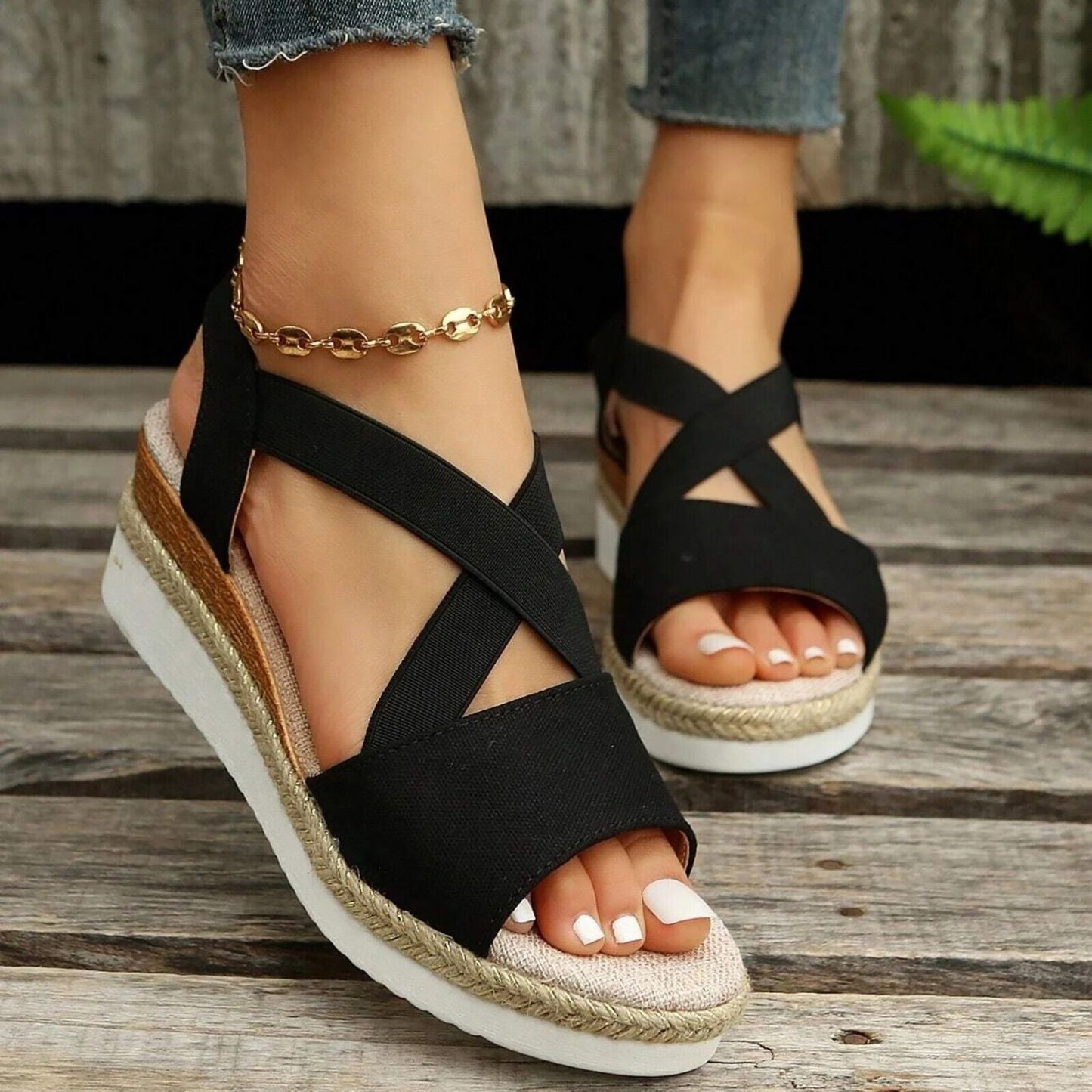 🔥Last Day 70% OFF -Women's Chunky Platform Classic Flat Bottom Slope Heel Sandals