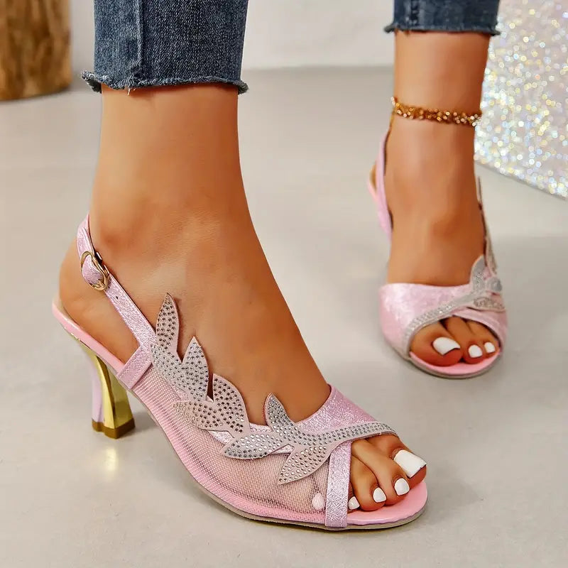 🔥Last Day Promotion 50% OFF - Women's Flower Rhinestone Block Heel Sandals