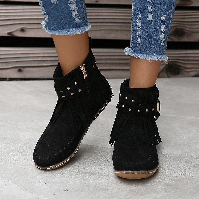 Trendy Womens Tassel Ankle Boots