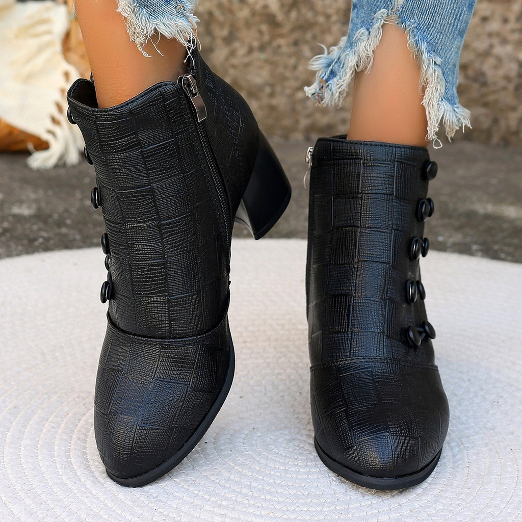 Stylish Chunky Heel Ankle Boots