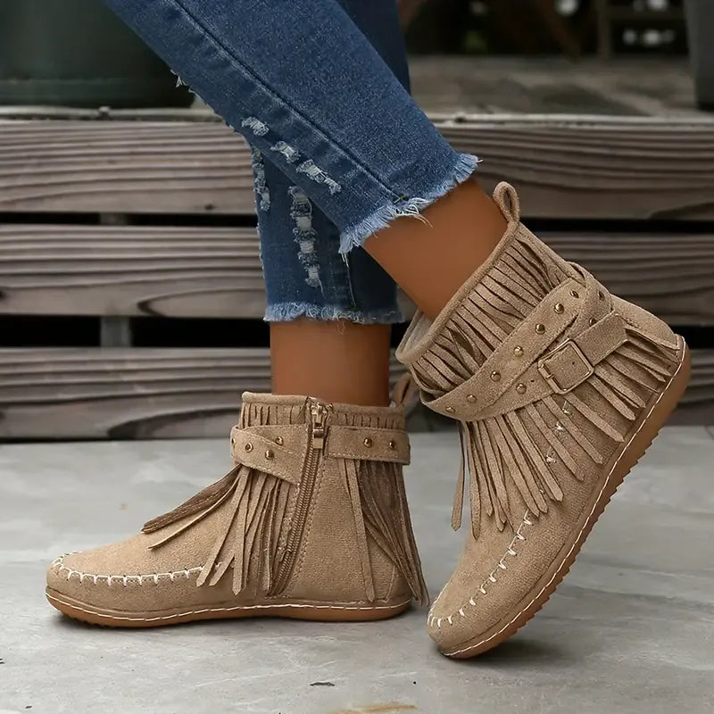 Trendy Womens Tassel Ankle Boots