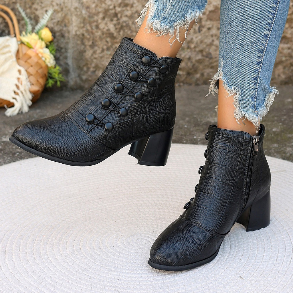 Stylish Chunky Heel Ankle Boots