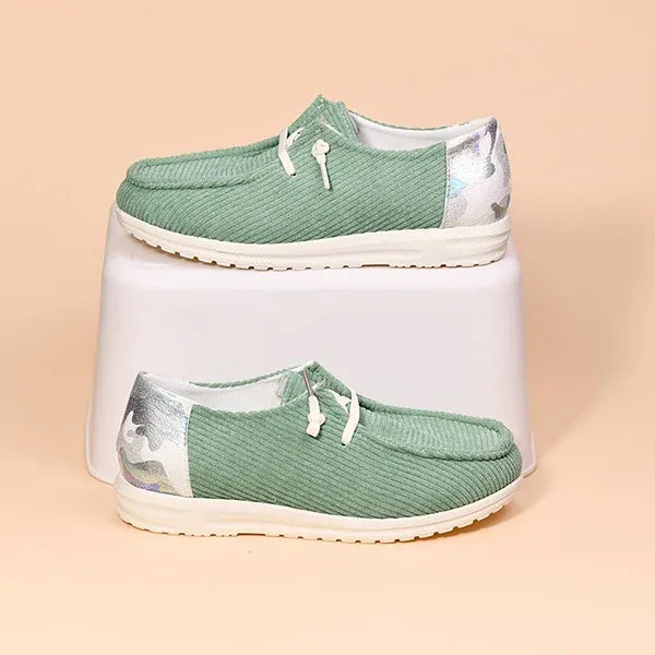 🔥Last Day 70% OFF - Women Lace Up Design Casual Corduroy Sneakers