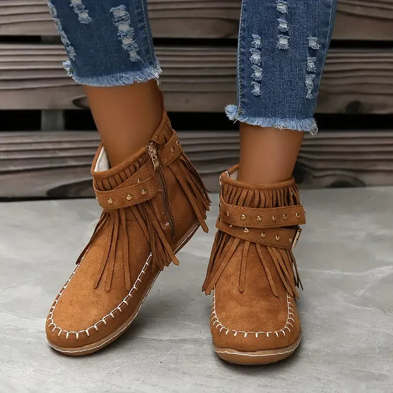 Trendy Womens Tassel Ankle Boots