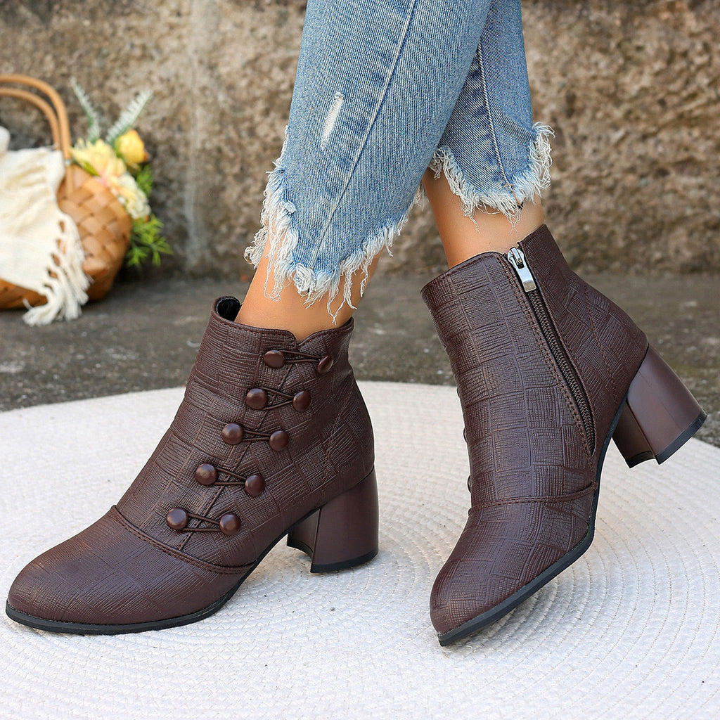 Stylish Chunky Heel Ankle Boots