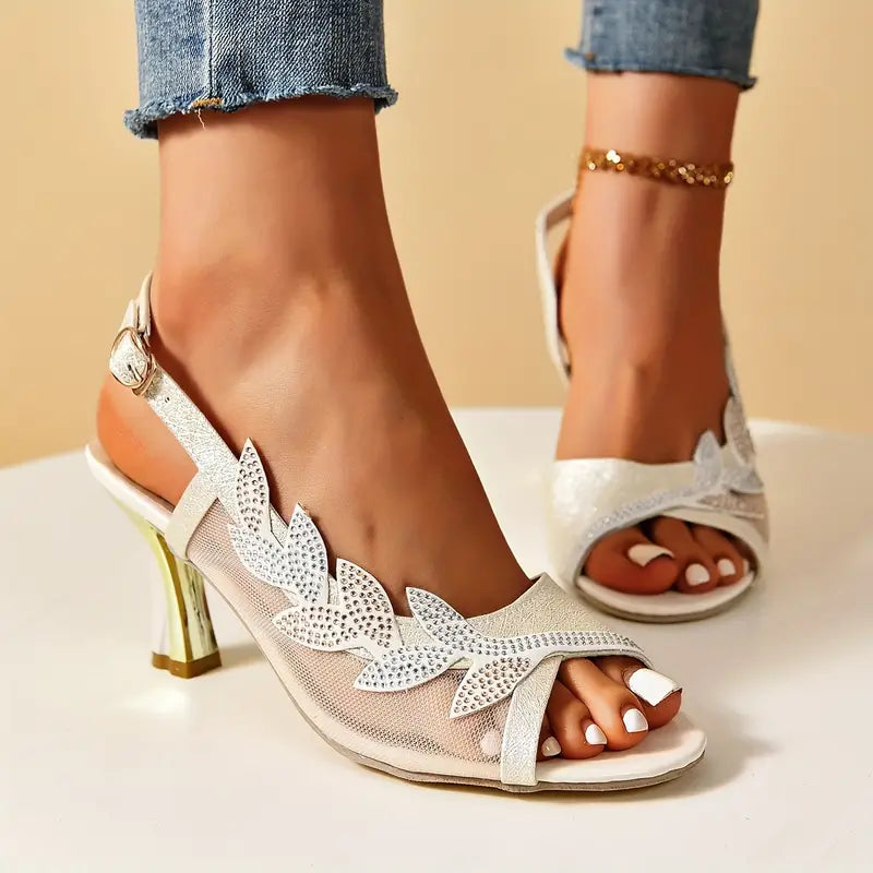 🔥Last Day Promotion 50% OFF - Women's Flower Rhinestone Block Heel Sandals