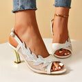 🔥Last Day Promotion 50% OFF - Women's Flower Rhinestone Block Heel Sandals
