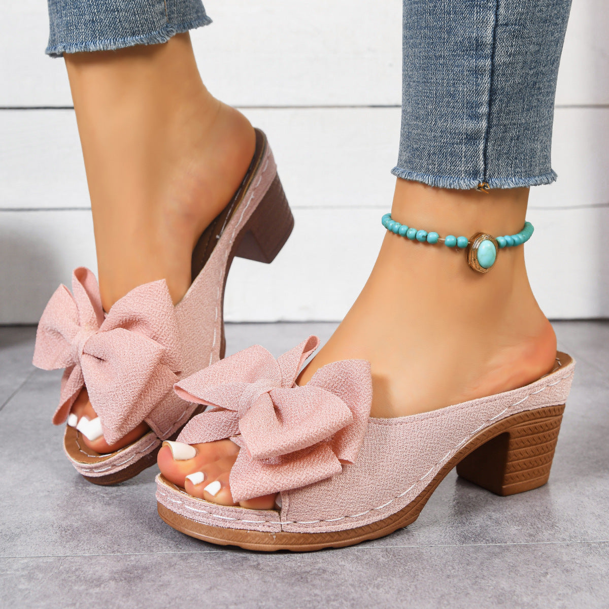 Women's Casual Retro Bow Lightweight Casual Sandals