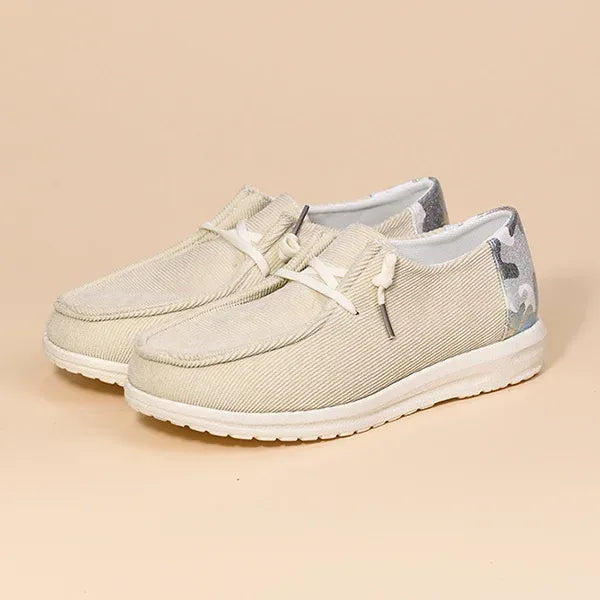🔥Last Day 70% OFF - Women Lace Up Design Casual Corduroy Sneakers