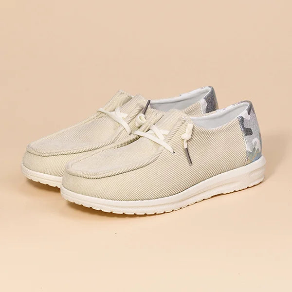 🔥Last Day 70% OFF - Women Lace Up Design Casual Corduroy Sneakers