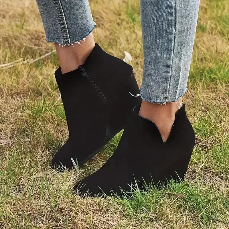 Ultrahigh Heel Womens Wedge Ankle Boots