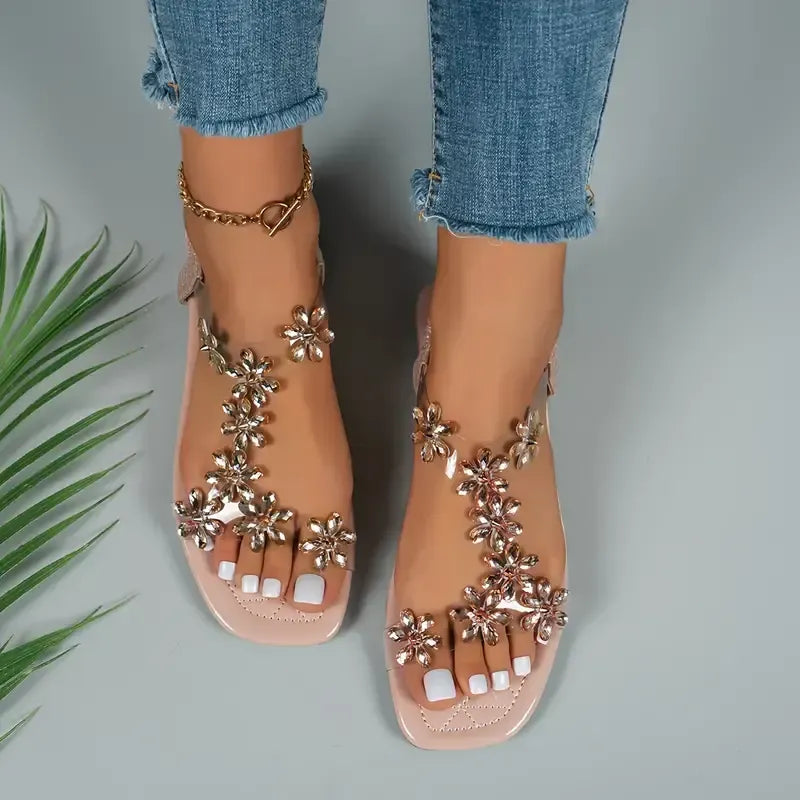 🔥Last Day Promotion 50% OFF - Women's Rhinestone Butterfly Decor Flat Sandals   ( Buy 2 Free Shipping )