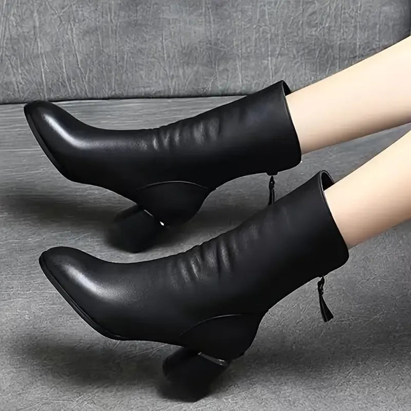 Chic Mid-Calf Women's Boots with Back Zipper