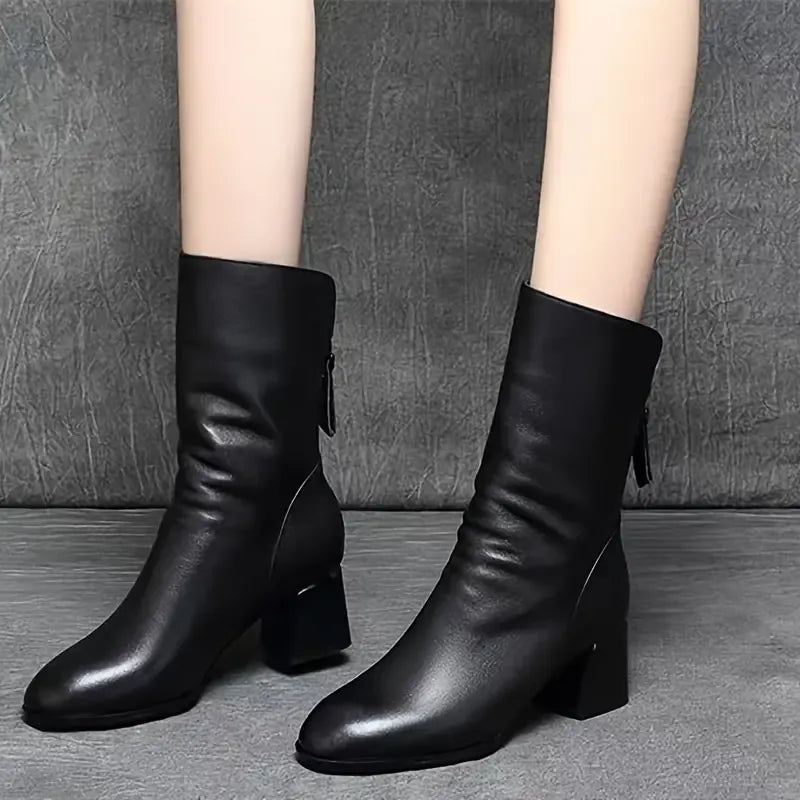 Chic Mid-Calf Women's Boots with Back Zipper