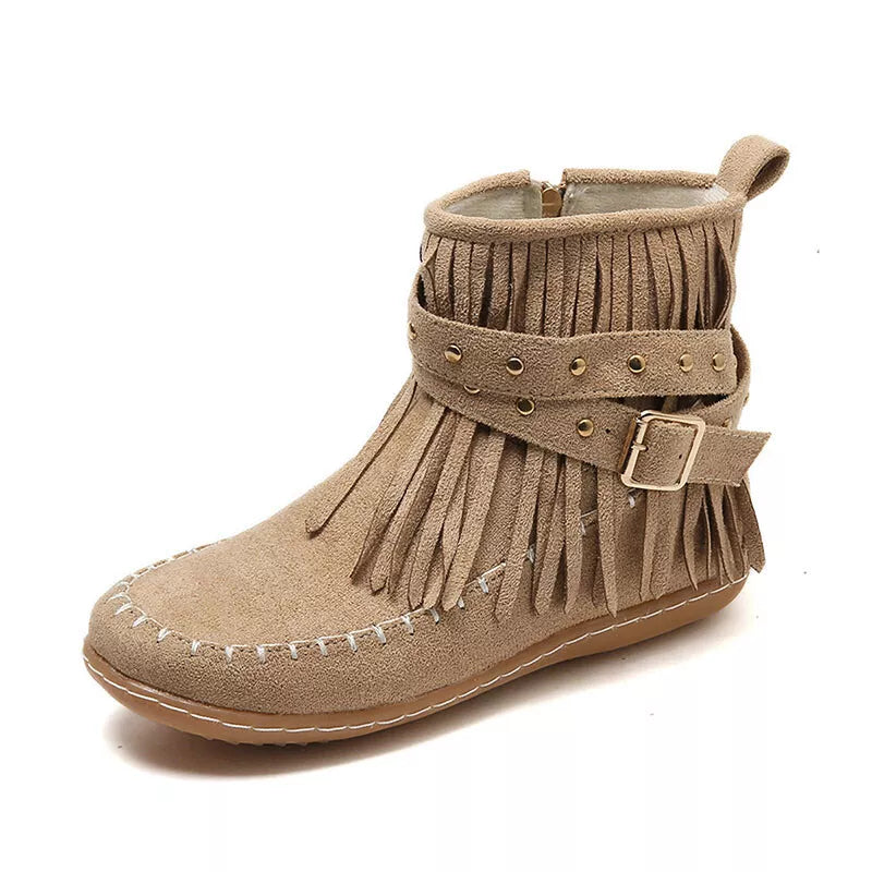 Trendy Womens Tassel Ankle Boots