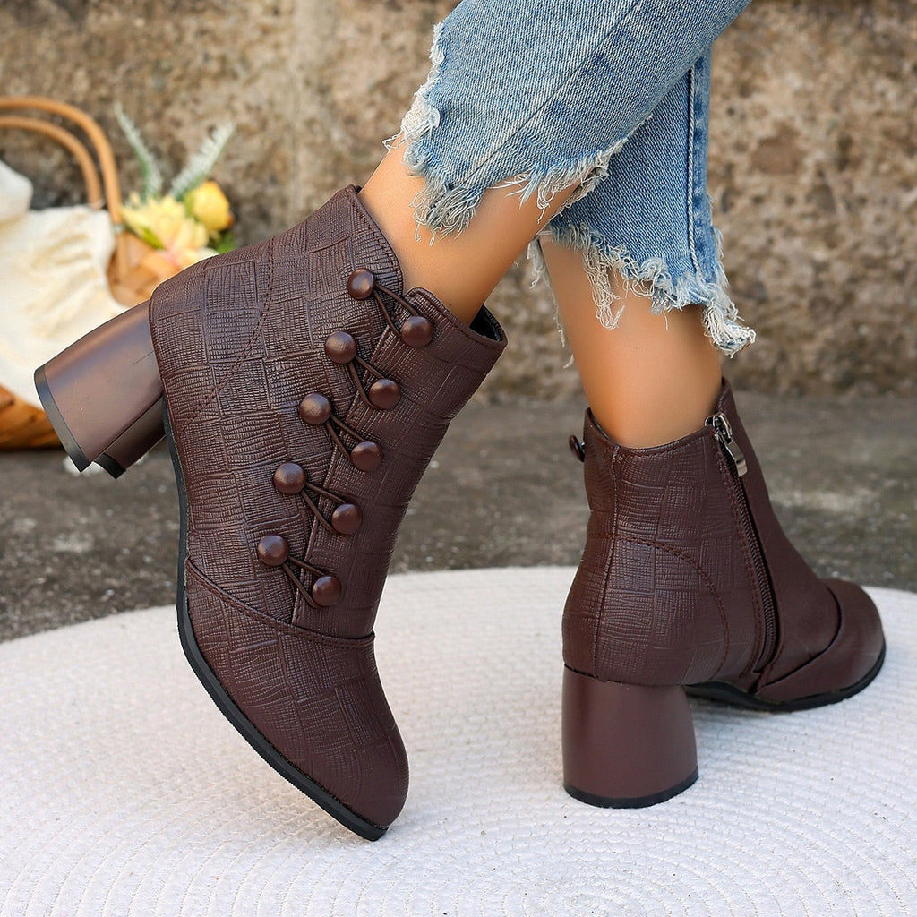 Stylish Chunky Heel Ankle Boots