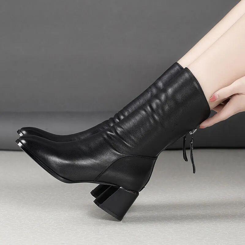 Chic Mid-Calf Women's Boots with Back Zipper
