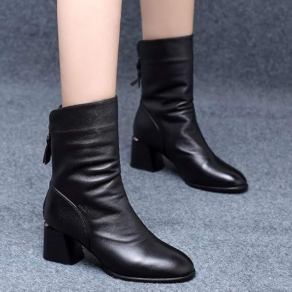 Chic Mid-Calf Women's Boots with Back Zipper
