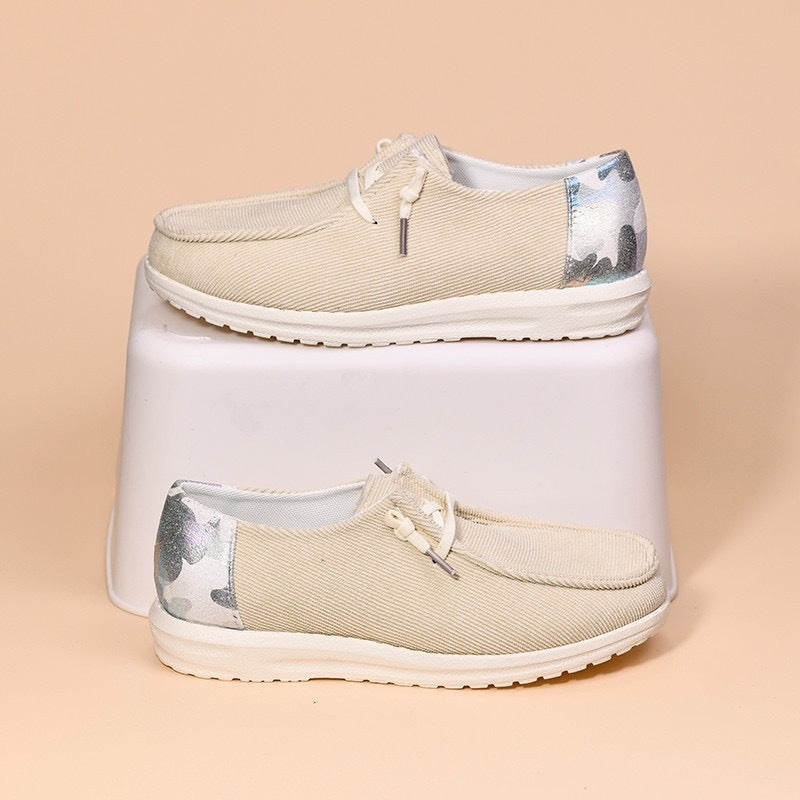 🔥Last Day 70% OFF - Women Lace Up Design Casual Corduroy Sneakers