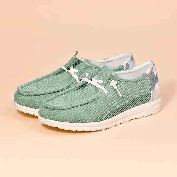 🔥Last Day 70% OFF - Women Lace Up Design Casual Corduroy Sneakers