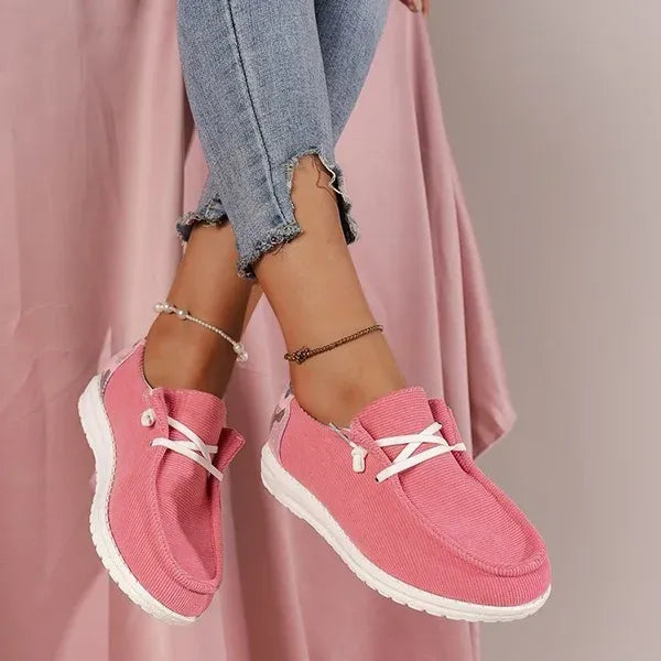 🔥Last Day 70% OFF - Women Lace Up Design Casual Corduroy Sneakers