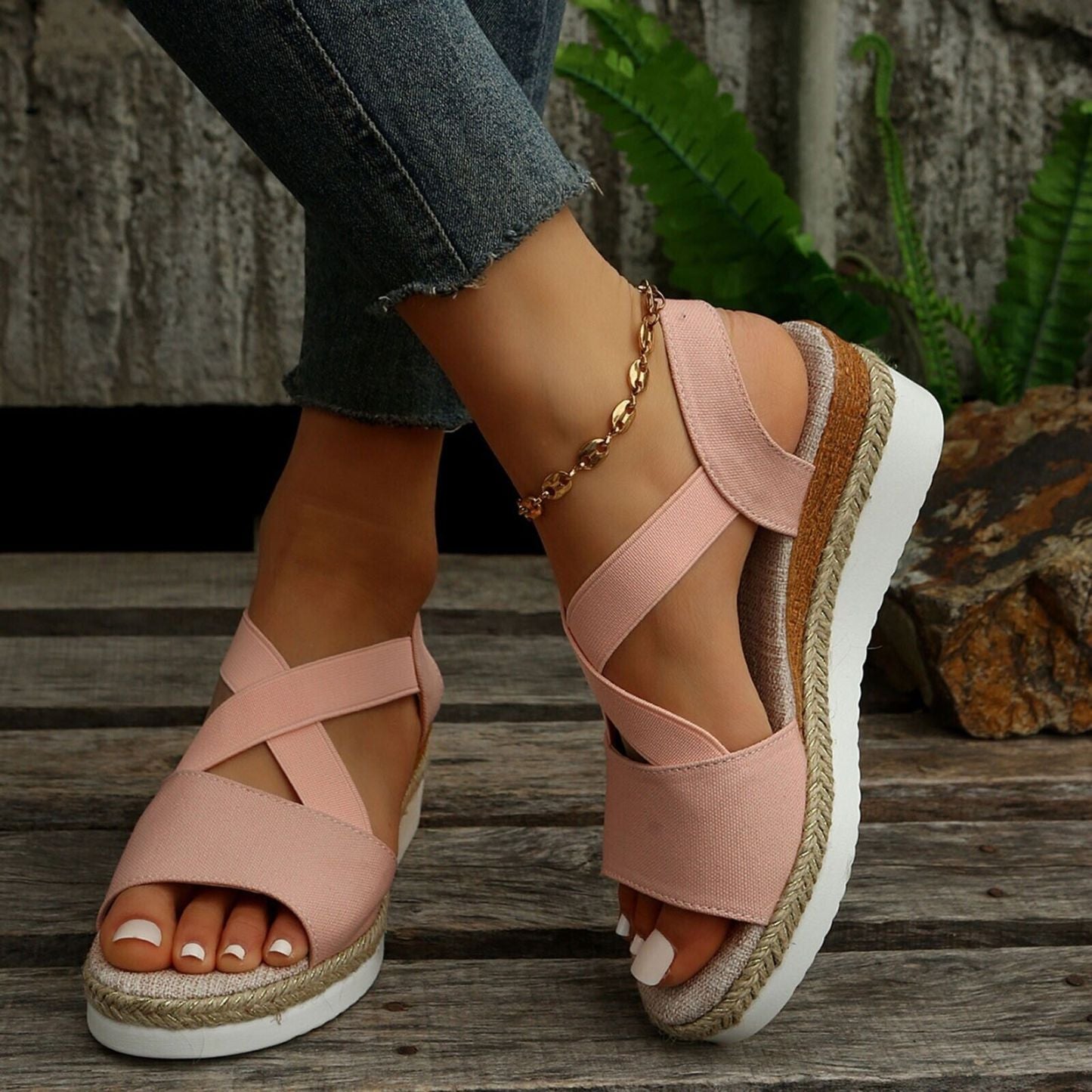 🔥Last Day 70% OFF -Women's Chunky Platform Classic Flat Bottom Slope Heel Sandals