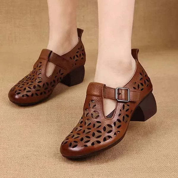 Wearscomfy Women's Leather Retro Ethnic Style Casual Shoes